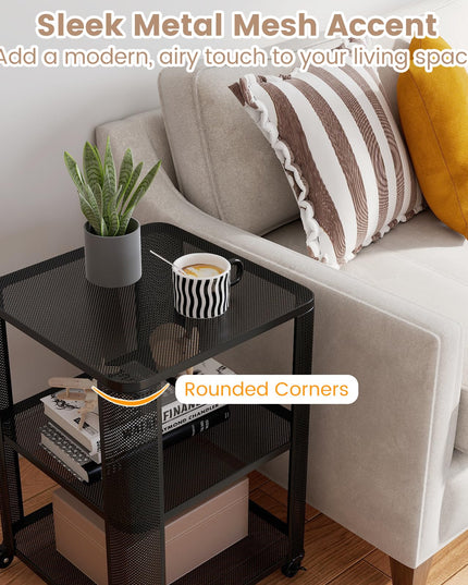 Giantex 3-Tier Rolling Side Table w/Open Storage Shelves (1/2)