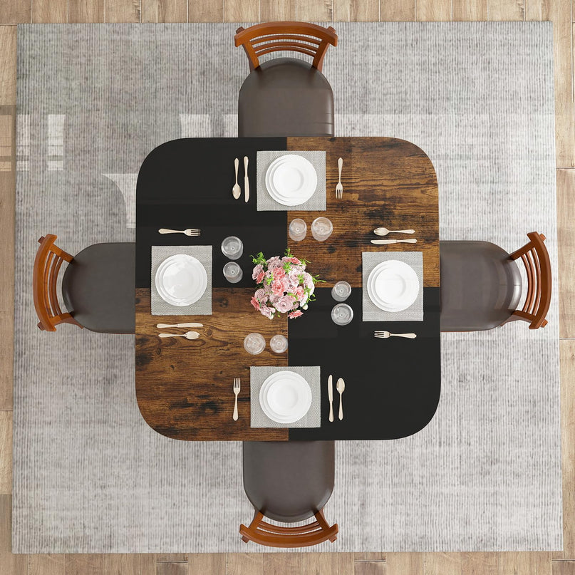 Table à manger carrée Giantex de 120,6 cm pour 4 personnes avec étagère de rangement à 2 niveaux