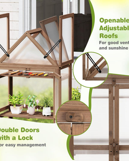 Giantex Garden Cold Frame  Mini Greenhouse Storage Shelves