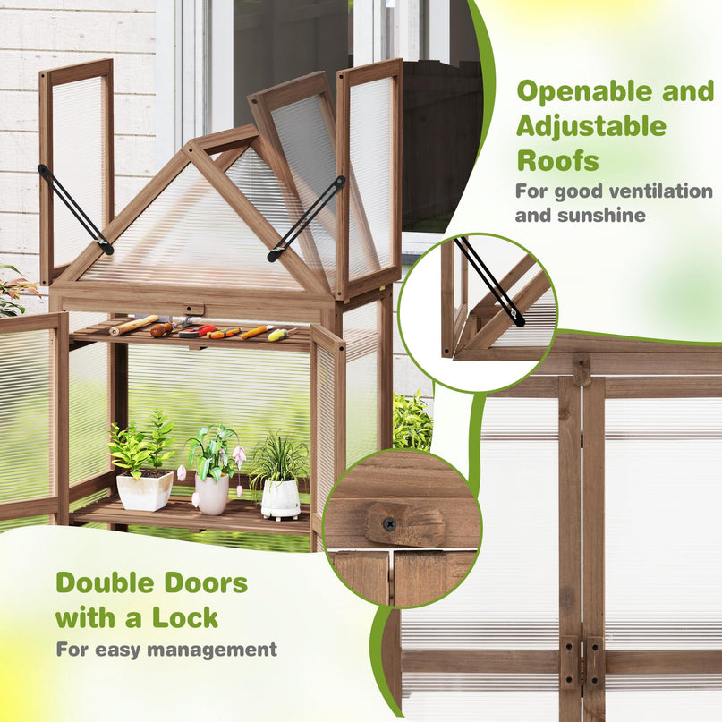 Giantex Garden Cold Frame  Mini Greenhouse Storage Shelves