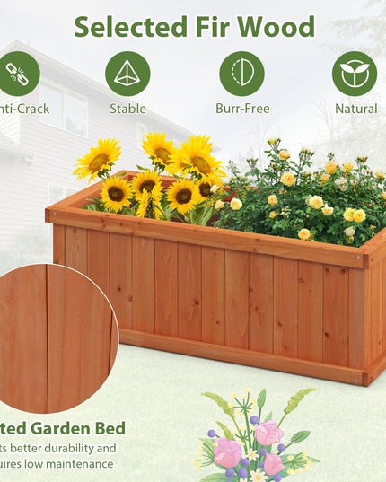 Giantex 31”x14”x12” Wooden Elevated Planter Box with 4 Drainage Holes & Detachable Bottom Panels