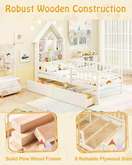 Giantex Twin House Bed with 2 Storage Drawers