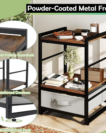 Giantex Industrial Nightstand with Storage Drawer