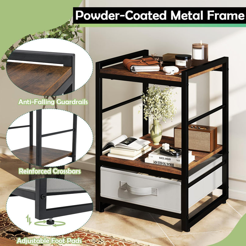 Giantex Industrial Nightstand with Storage Drawer