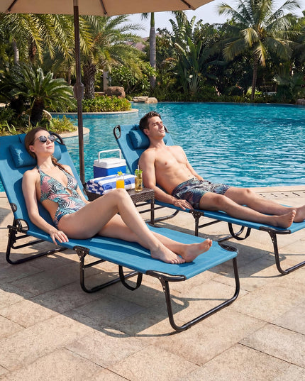Chaise longue de bronzage pliante Giantex – Chaise de patio réglable avec trou pour le visage