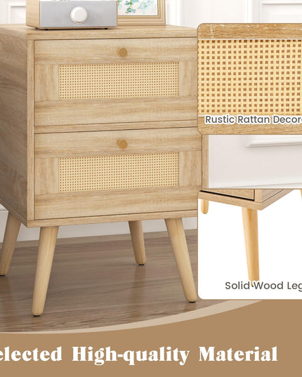 Giantex Rattan Nightstand Set of 2