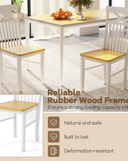 Giantex Wooden Dining Chairs Set of 2/4, Kitchen Chairs w/Rubber Wood Frame, High & Curved Slatted Backrest, Modern Armless Chairs