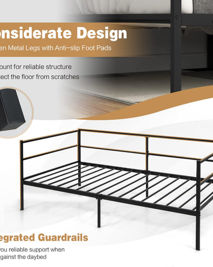 Giantex Twin Daybed Frame, Metal Sofa Bed w/Heavy-Duty 16 Slats Support, Black