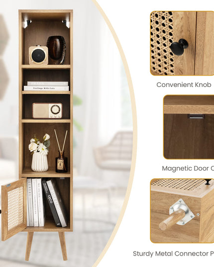 Giantex 54" Tall 4-Tier Bookcase with Door