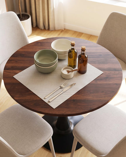 GIANTEX 31.5" Round Dining Table w/Thickened Tabletop & Metal Pedestal