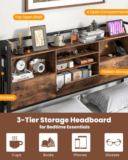 Giantex Bed Frame with Storage Headboard