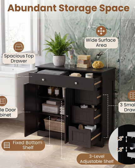 Giantex Freestanding Bathroom Floor Storage Cabinet