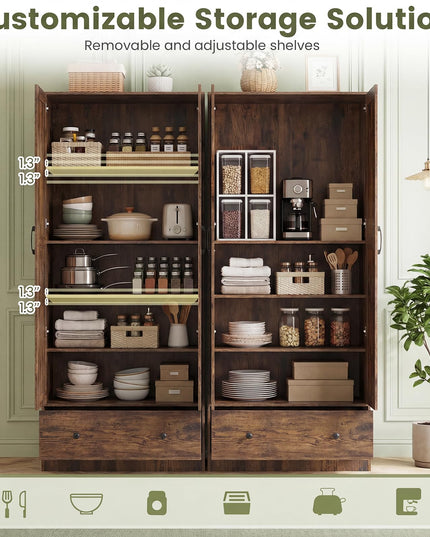 Giantex 72" Tall Kitchen Pantry Cabinet for Dining Room Living Room Bathroom