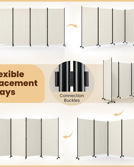 Giantex 4-Panel Folding Room Divider with Wheels( 137'' x 71'')