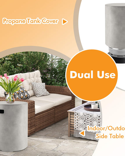 Giantex Propane Tank Cover Table - Outdoor Gas Tank Storage Side Table Fits 20 LBS Propane , Gray