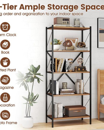 Giantex Industrial Bookcase with Heavy-Duty Metal Frame