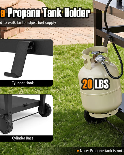 Giantex Outdoor Grill Cart with Stainless Steel Tabletop & Storage Shelf for Backyard Party