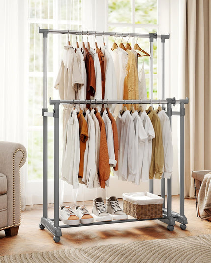 Portant double tringle extensible Giantex avec hauteur et largeur réglables