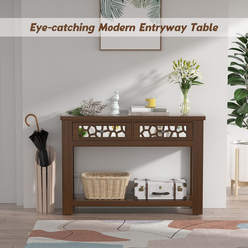 Giantex 2-Tier Console Table with Drawers