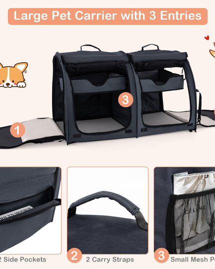 Giantex 40 Inch Cat Carrier with Double Compartments