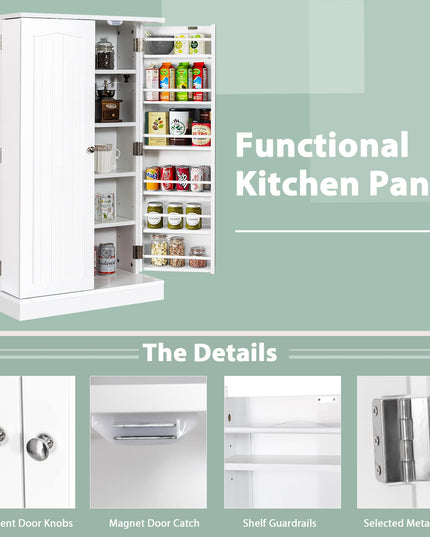 Giantex 41" Kitchen Pantry Cabinet, 2-Door Storage Cabinet with 17 Shelves