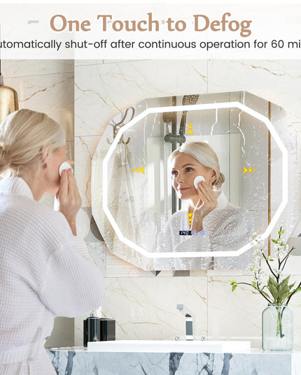 LED Bathroom Mirror, Lighted Beveled Edge Vanity Mirror Wall Mounted
