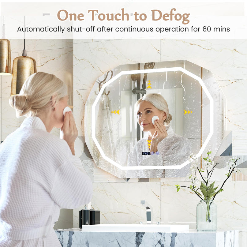 LED Bathroom Mirror, Lighted Beveled Edge Vanity Mirror Wall Mounted