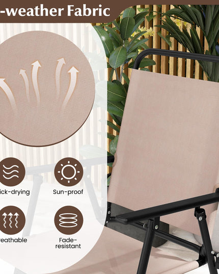 Giantex 3 PCS Outdoor Bistro Set, Patio Bar Table with 2 Folding Chairs