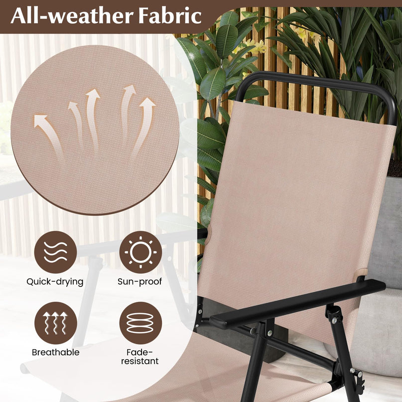 Giantex 3 PCS Outdoor Bistro Set, Patio Bar Table with 2 Folding Chairs