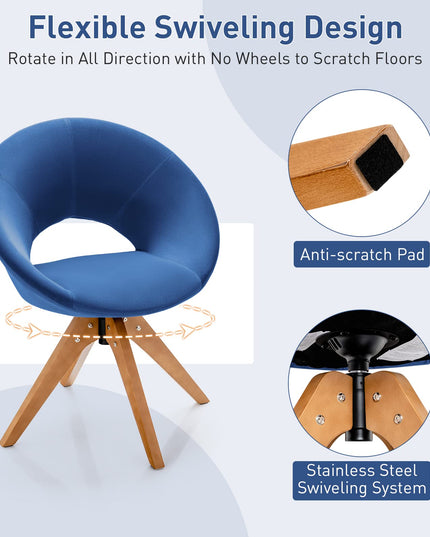 Swivel Accent Chair, Modern Office Chair, Velvet Vanity Chair for Living Room, Bedroom