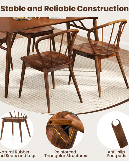 Giantex Wooden Dining Chairs Set of 2/4, Windsor Kitchen Chairs w/High Spindle Back & Rubber Wood Legs