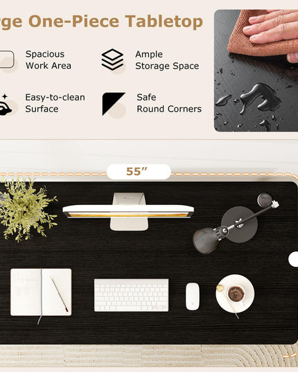 Giantex Universal Wood Table Top 55 x 28 inch Solid One-Piece Desk top