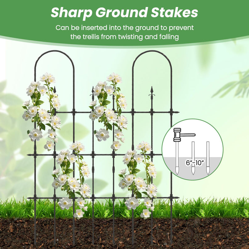 Treillis de jardin extérieur Giantex pour plantes grimpantes, treillis de 185 cm de haut avec tuyaux métalliques recouverts de PE antirouille