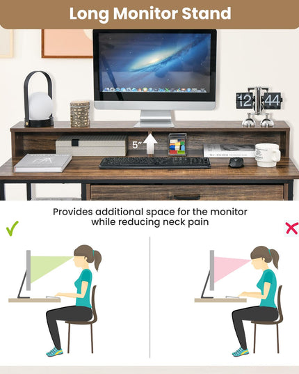 Giantex Computer Desk with Monitor Shelf