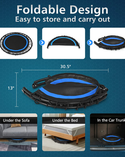 40" Foldable Indoor and Outdoor Mini Fitrness Trampoline with Adjustable Handle