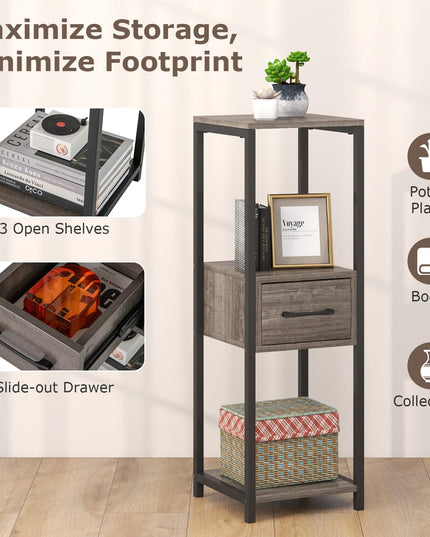 Giantex 3 Tier Tall Plant Stand Indoor, 36 Inch Corner Plant Holder with Drawer & Metal Frame