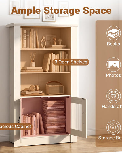 GIANTEX 48.5" Tall Modern Bookshelf with Cabinet