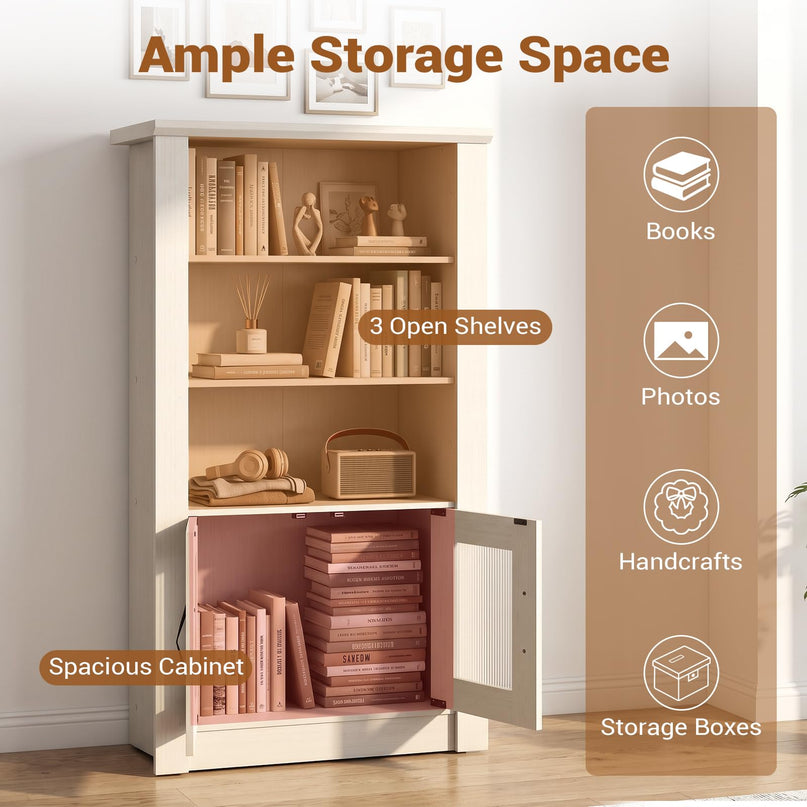 GIANTEX 48.5" Tall Modern Bookshelf with Cabinet