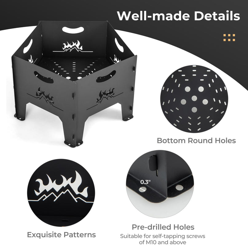Giantex Portable Fire Pit for Outside - 19" Collapsible Wood Burning Fire Pit