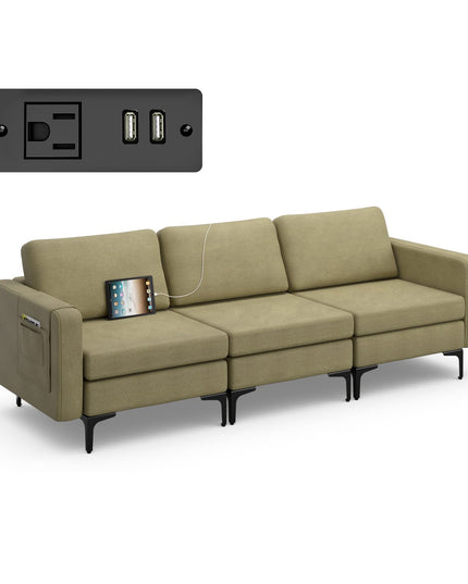 Giantex 3 Seat Sectional Sofa Couch, 94.5" L Modular Sleeper