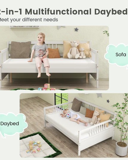 Giantex Full Size Daybed, Wooden Daybed Sofa Bed Frame with Wood Slat Support for Kids Teens (Full)