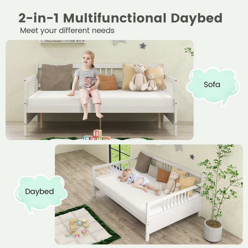 Giantex Full Size Daybed, Wooden Daybed Sofa Bed Frame with Wood Slat Support for Kids Teens (Full)