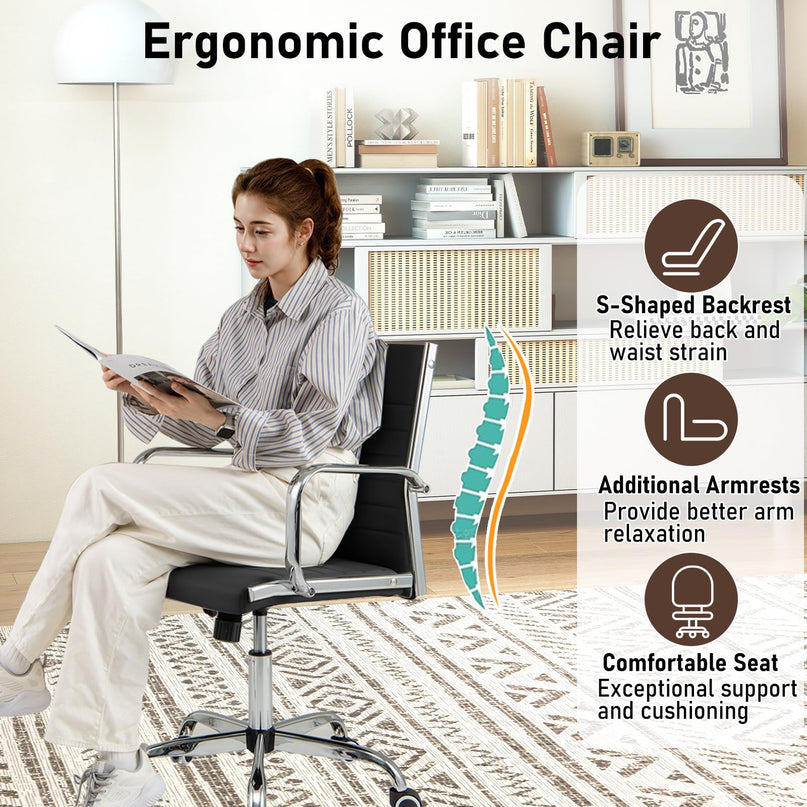 Ribbed Office Chair, Ergonomic High Back Executive Conference Chair
