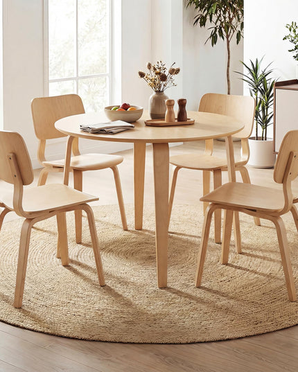 Giantex 37.5" Round Dining Table with Solid Rubber Wood Legs for 4