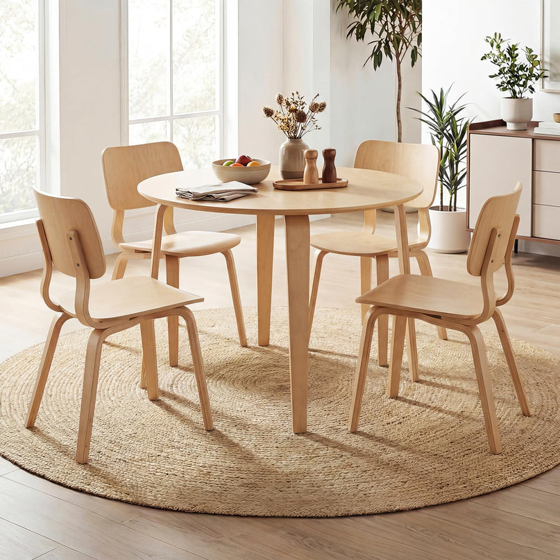 Table à manger ronde Giantex 37,5 po avec pieds en bois d'hévéa massif pour 4 personnes