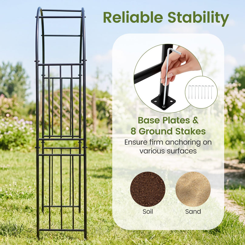 Giantex 86'' Garden Arch Outdoor Metal Arbor Trellis