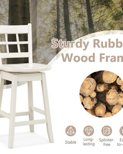 Giantex Bar Stools, Farmhouse Swivel Barstools with 6-Grid Hollow Back & Ergonomic Contoured Seat