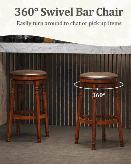 Giantex 29" Bar Height Swivel Bar Stools with Faux Leather Padded Seat & Footrests