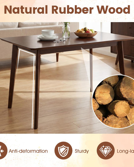 Giantex Dining Table for 4-6 People 47" Rectangular Wooden Kitchen Table