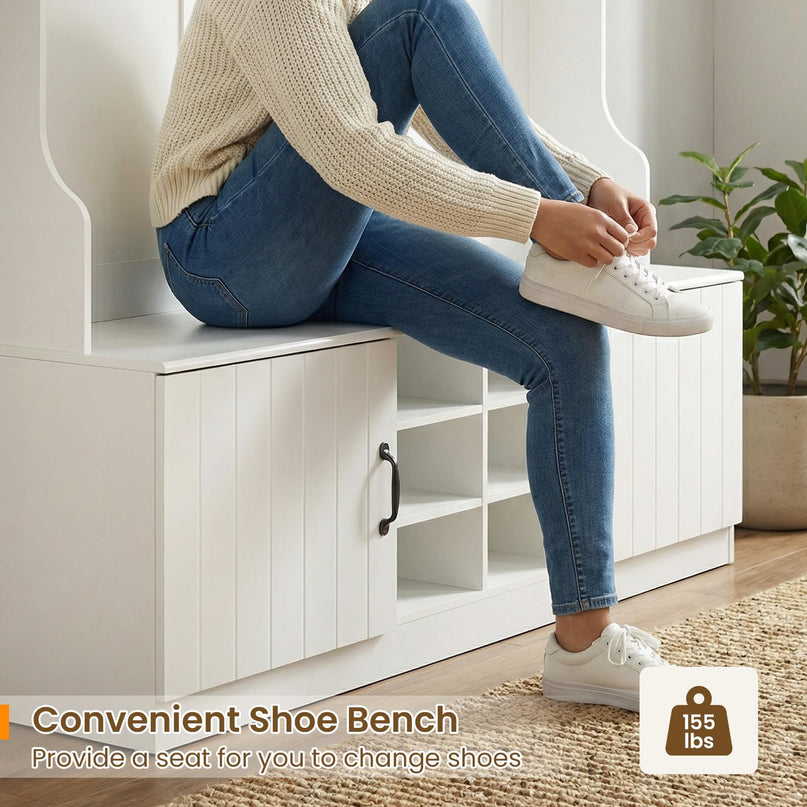 Giantex 6-in-1 Hall Tree with Bench and Storage(59" Wide）